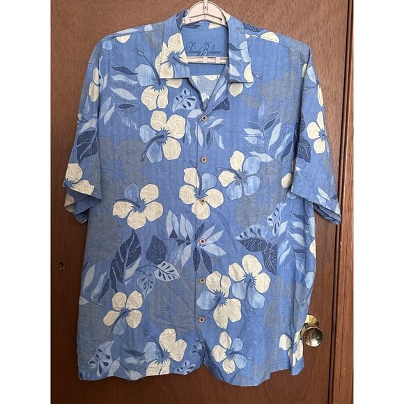 Tommy Bahama Hawaiian Button up Shirt Men's‎ Size XLX Blue Floral Beach Vacation - Picture 1 of 5